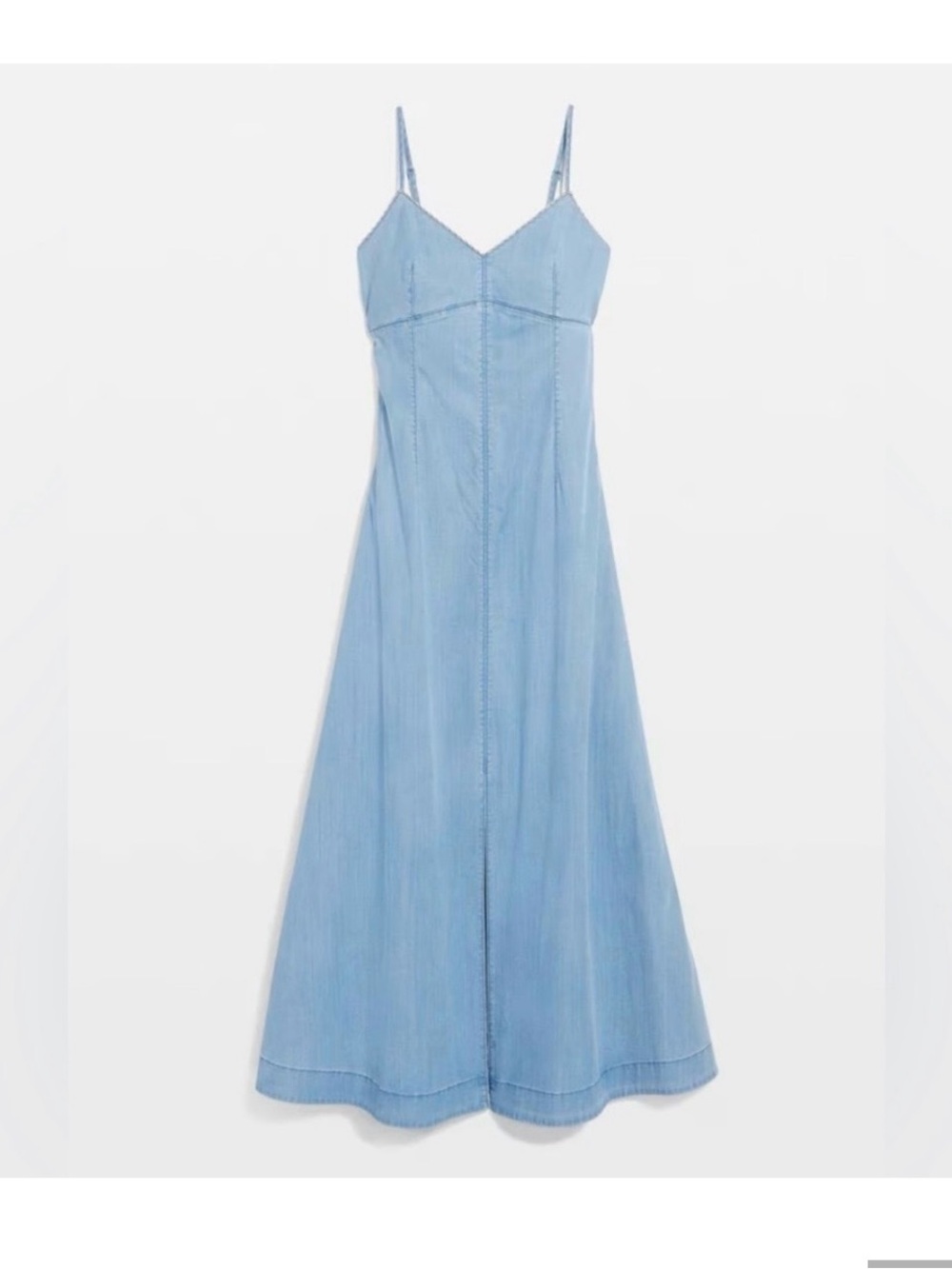 NWT White House Black Market Chain Detail Denim Maxi Dress with Front Slit
